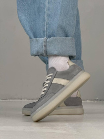 Кеды нубук и молочная кожа Светло-серые (123/Лайк7) 37 модель P_215389-S37_216669 Фото