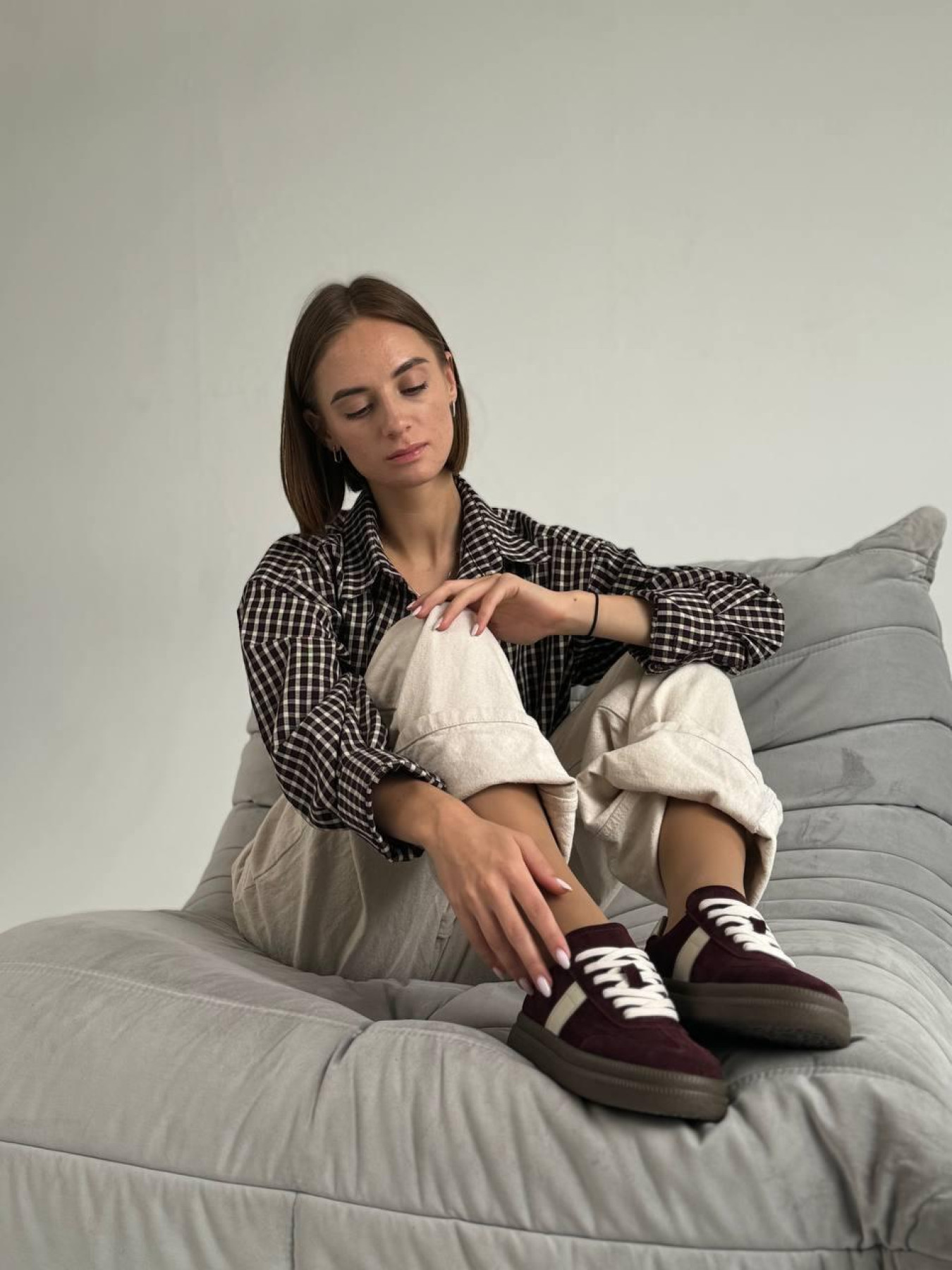 Кеди замш з шкіряними вставками лотос Баклажан (123/лайк7) 37 модель P_217673-S37_217673 Фото