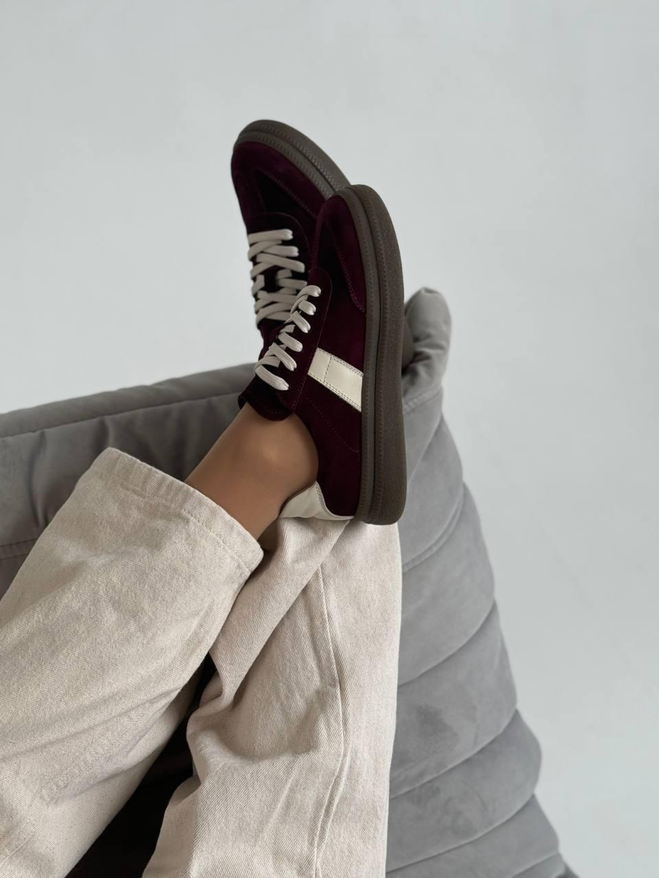 Кеди замш з шкіряними вставками лотос Баклажан (123/лайк7) 37 модель P_217673-S37_217673 Фото