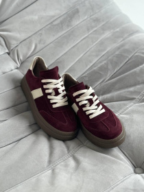 Кеди замш з шкіряними вставками лотос Баклажан (123/лайк7) 37 модель P_217673-S37_217673 Фото