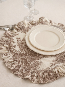 Серветка сервірувальна з рюшами бавовняна водовідштовхуюча Italiano Beige модель 25576 Фото