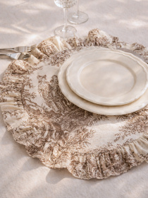 Серветка сервірувальна з рюшами бавовняна водовідштовхуюча Italiano Beige модель 25576 Фото