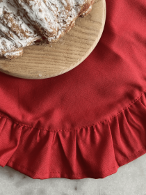 Серветка сервірувальна з рюшами бавовняна водовідштовхуюча червона Ecotton модель 25584 Фото