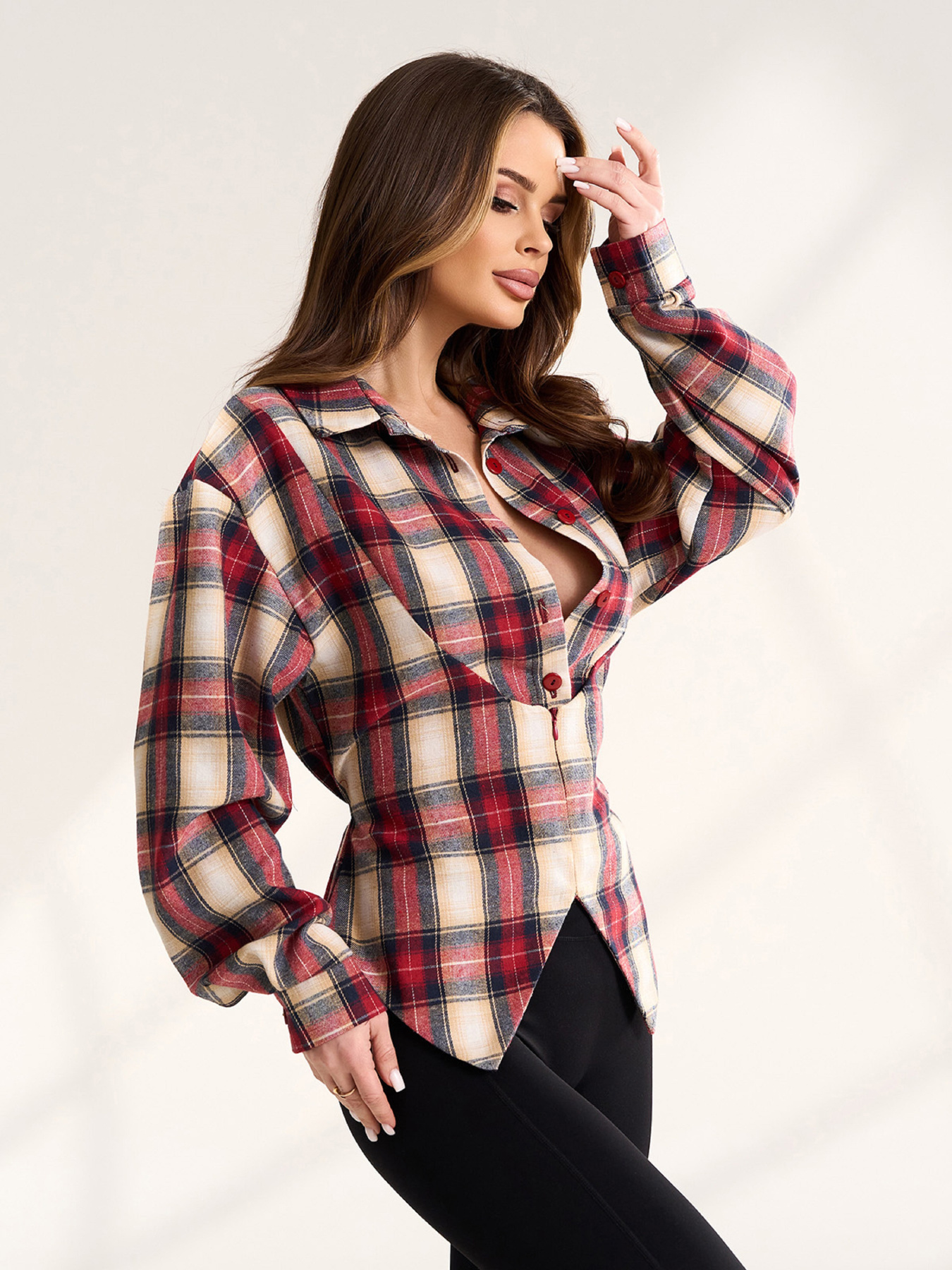Сорочка в клітинку ISSA Plus модель 15557_бордовый Фото
