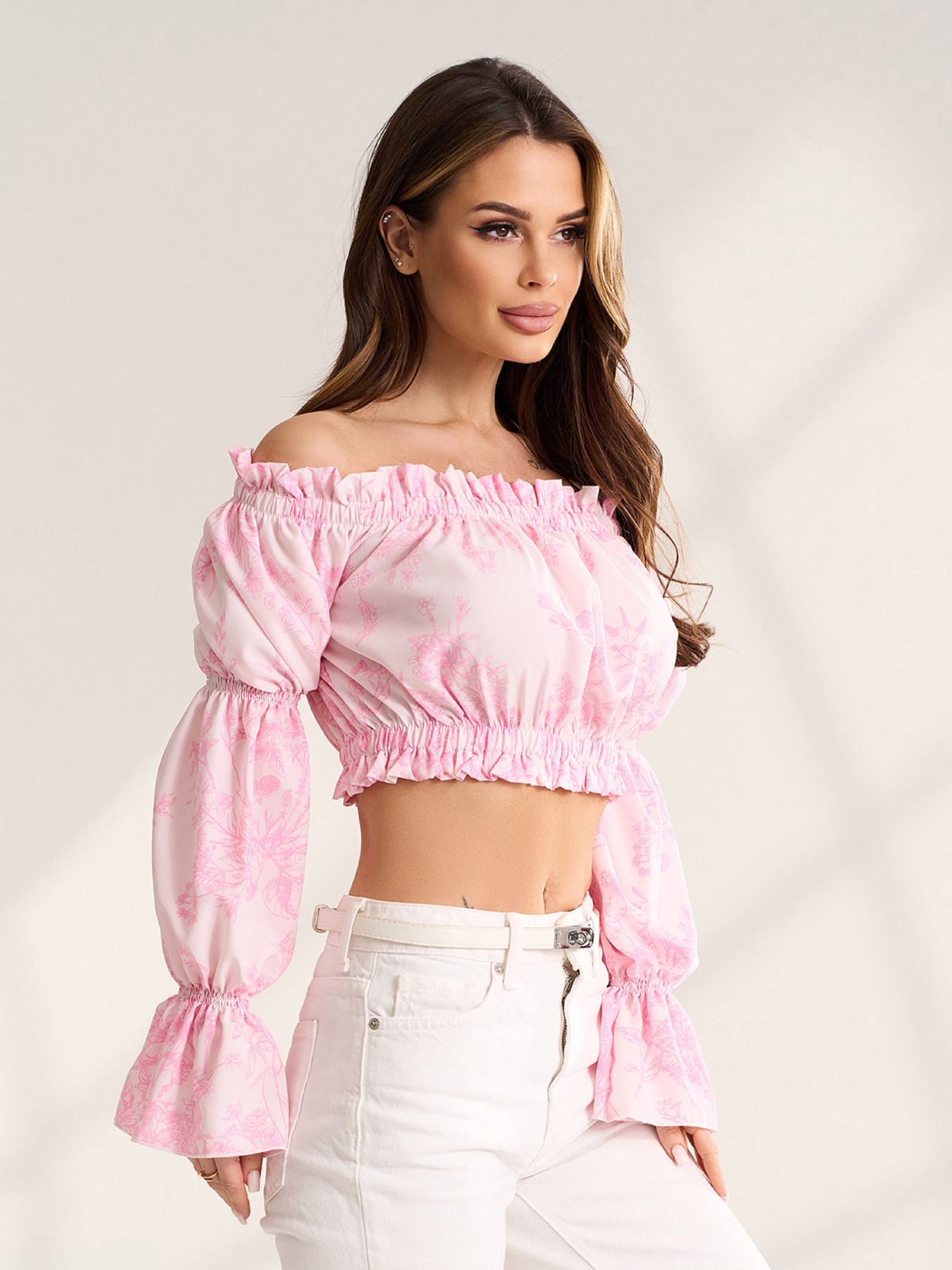 Топ ISSA Plus модель SA-708_белый_розовый Топ ISSA Plus модель SA-708_белый_розовый Фото