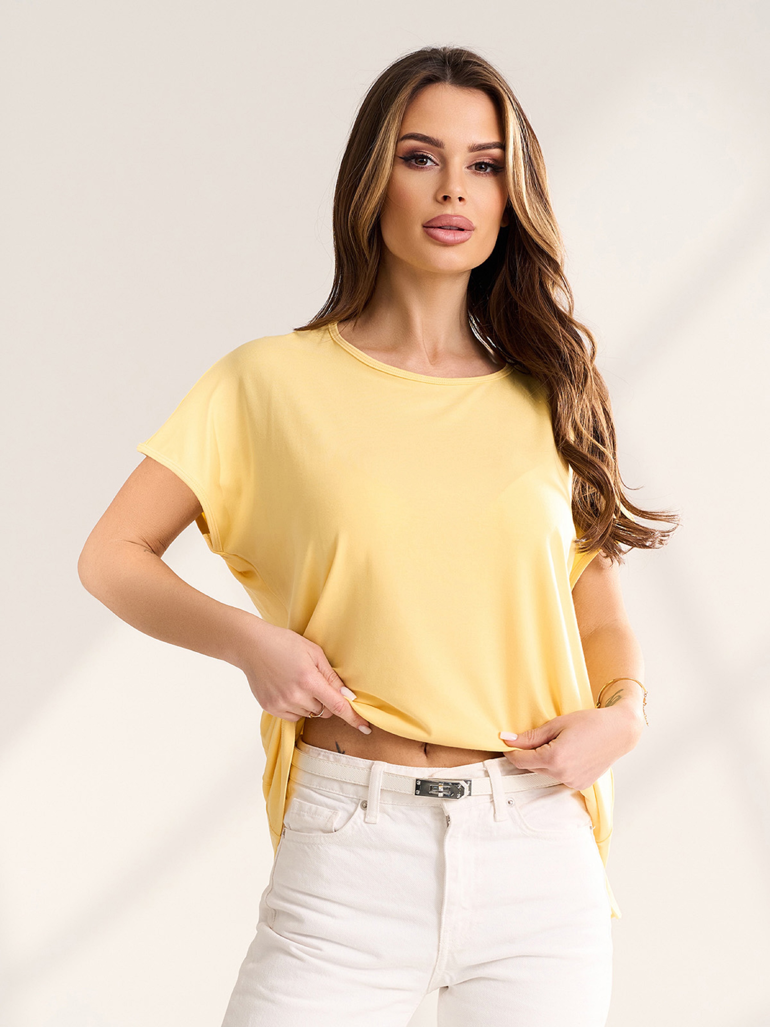 Жіноча Футболка ISSA Plus  (15553_yellow) колір жовтий, матеріал віскоза ISSA Plus - купити в Україні