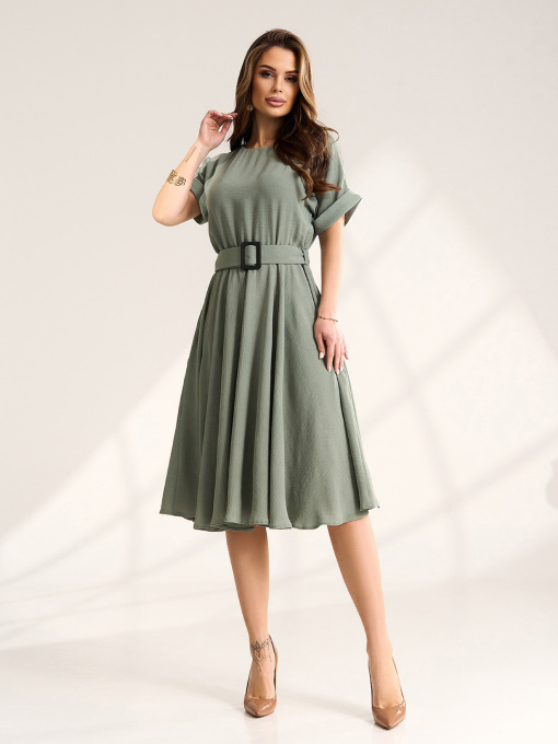 Сукня міді ISSA Plus модель 15568_оливковый Фото