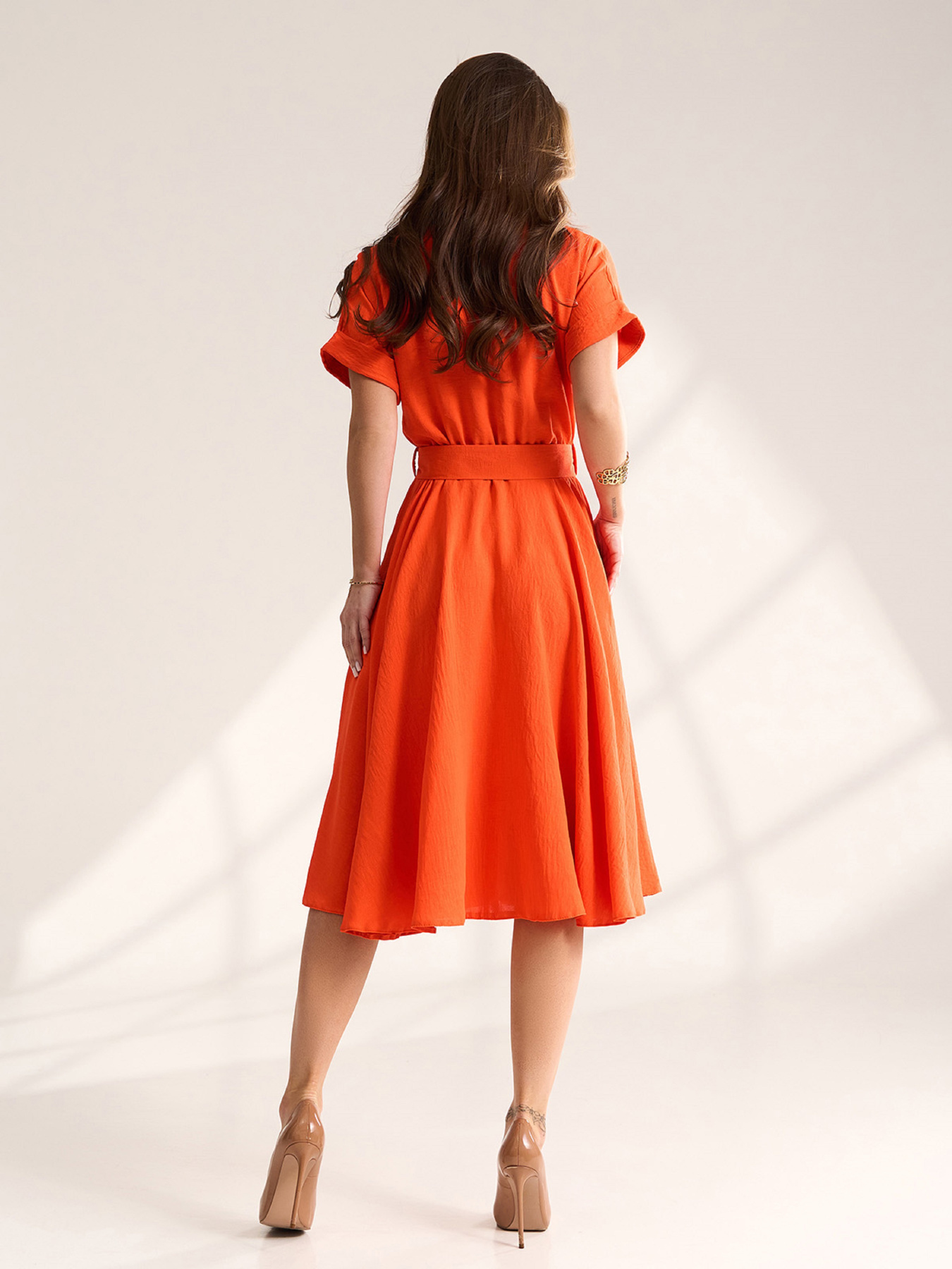 Сукня міді ISSA Plus модель 15568_оранжевый Фото