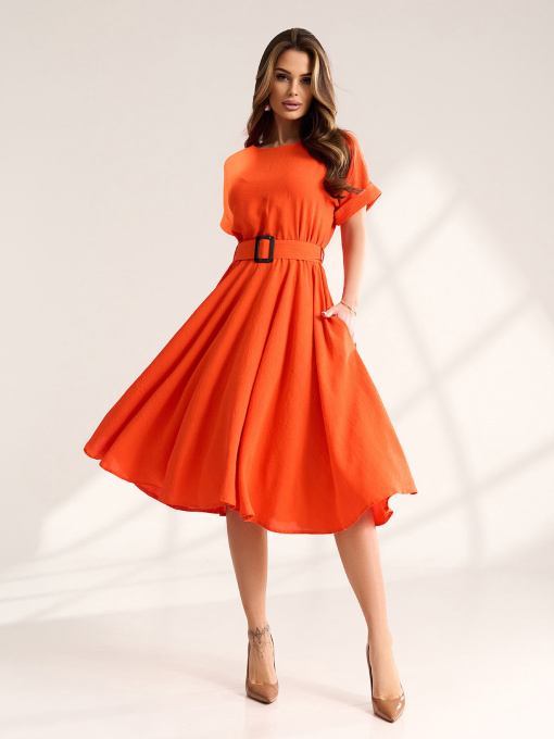 Сукня міді ISSA Plus модель 15568_оранжевый Фото