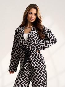 Повсякденний костюм ISSA Plus модель 15570B_черный_бежевый Фото