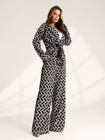 Повсякденний костюм ISSA Plus модель 15570B_черный_бежевый Фото