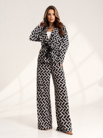 Повсякденний костюм ISSA Plus модель 15570B_черный_бежевый Фото