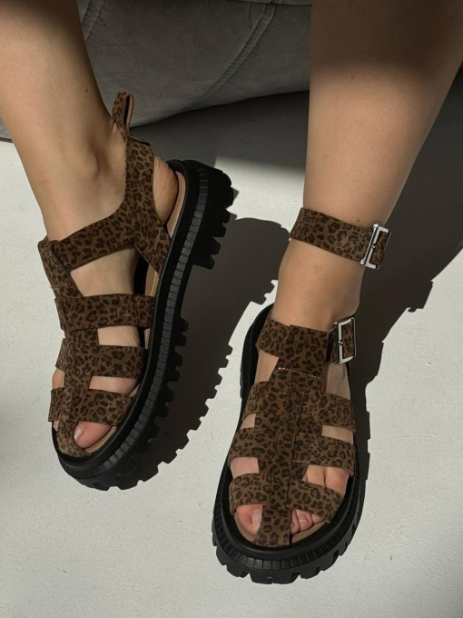 Босоніжки замшеві плетені Леопард (2041/92000) 38 модель P_185118-S38_187082 Фото