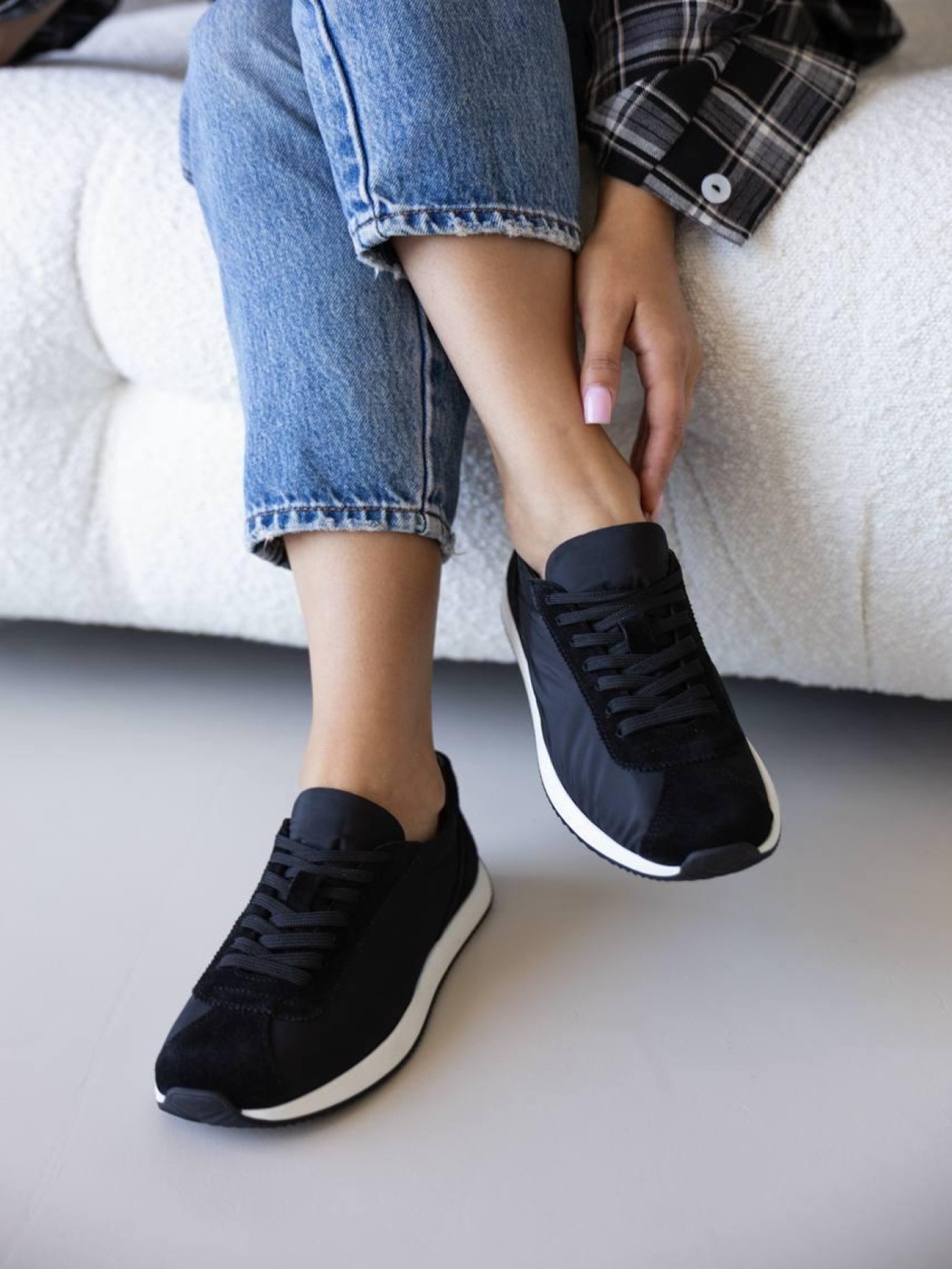 Кросівки замш та плащівка Чорний (178/cross 50) 37 модель P_234014-S37_234014 Фото