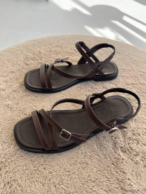 Босоніжки шкіряні Beliz з відстрочкою на устілці коричневі (2054/арабіка чорна) 36 модель P_213941-S36_213941 Фото