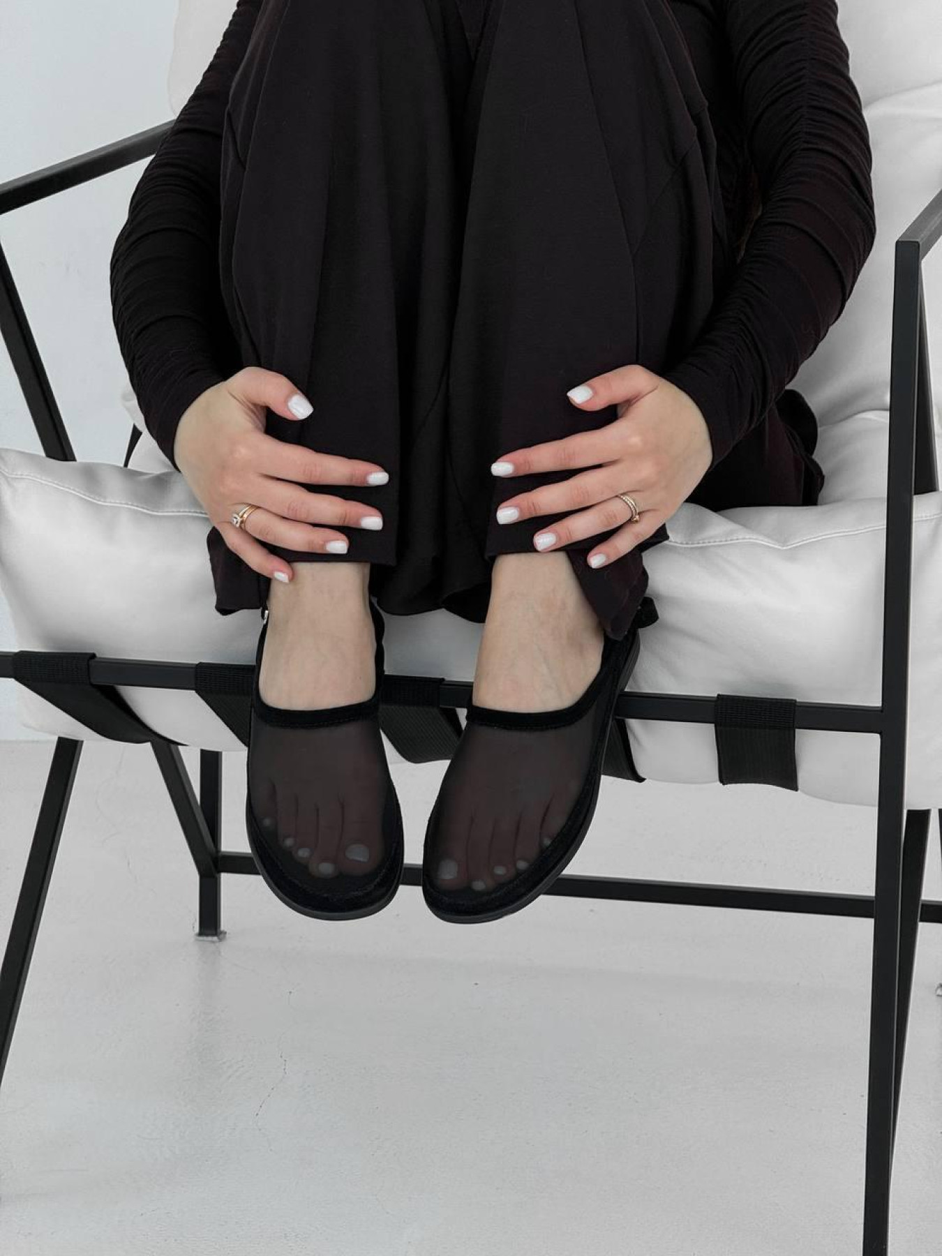 Слингбеки сетка вуаль + замш черный (248) 39 модель P_210643-S39_210674 Фото