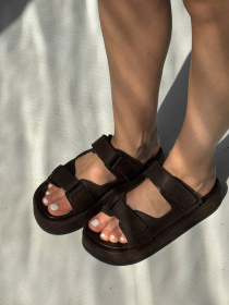 Капці нубук на масивній підошві коричневі (2028/С0197) 39 модель P_223742-S39_224701 Фото