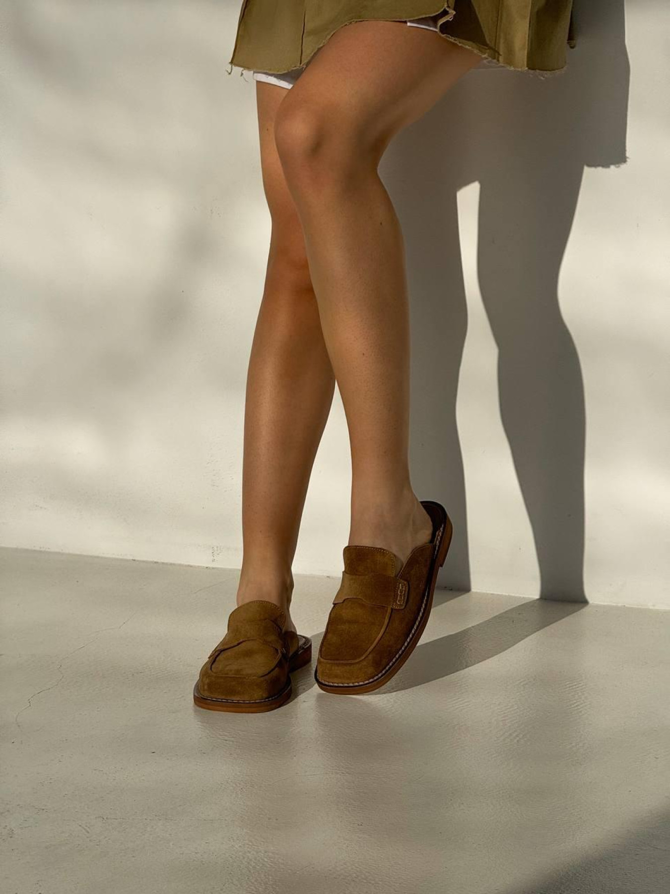 Мюли замшевые на бежевой подошве дерево (107/Оксфорд) 37 модель P_209951-S37_209968 Фото