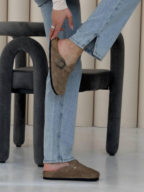 Мюли замшевые на подошве Birken Миндаль (2048/биркин) 38 модель P_235110-S38_235110 Фото