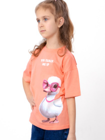 Футболка для дівчинки з малюнком каченяти в окулярах, Персиковий Носи Своє (6414-001-33-5-5) модель 6414-001-33-5-5-temno-persikovij-quack Фото