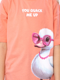 Футболка для дівчинки з малюнком каченяти в окулярах, Персиковий Носи Своє (6414-001-33-5-5) модель 6414-001-33-5-5-temno-persikovij-quack Фото