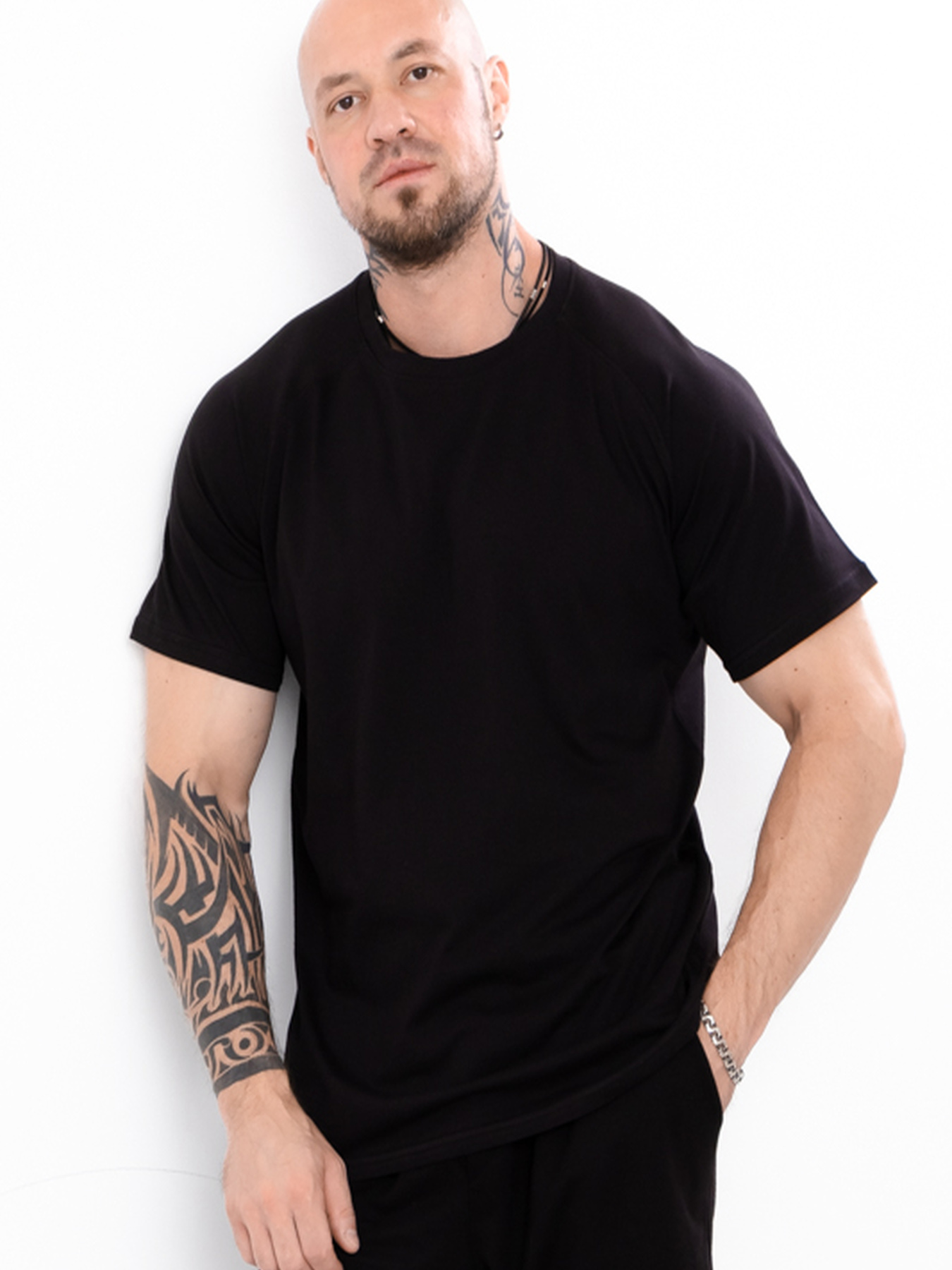 Футболка-реглан чоловіча великих розмірів однотонна, Чорний Носи Своє (8011-001) модель 8011-001-chornij Фото