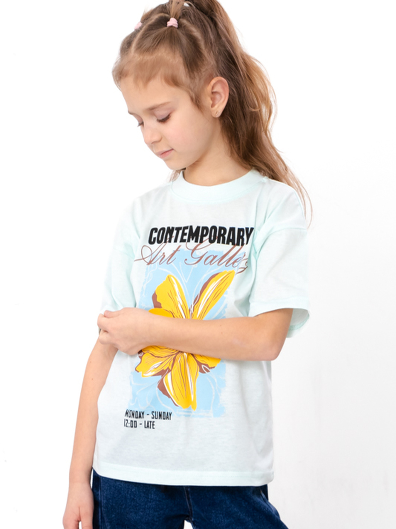 Футболка для дівчинки oversize з арт-принтом, М'ятний Носи Своє (6414-001-33-5-1) модель 6414-001-33-5-1-bla-m-qta-kvtka Фото