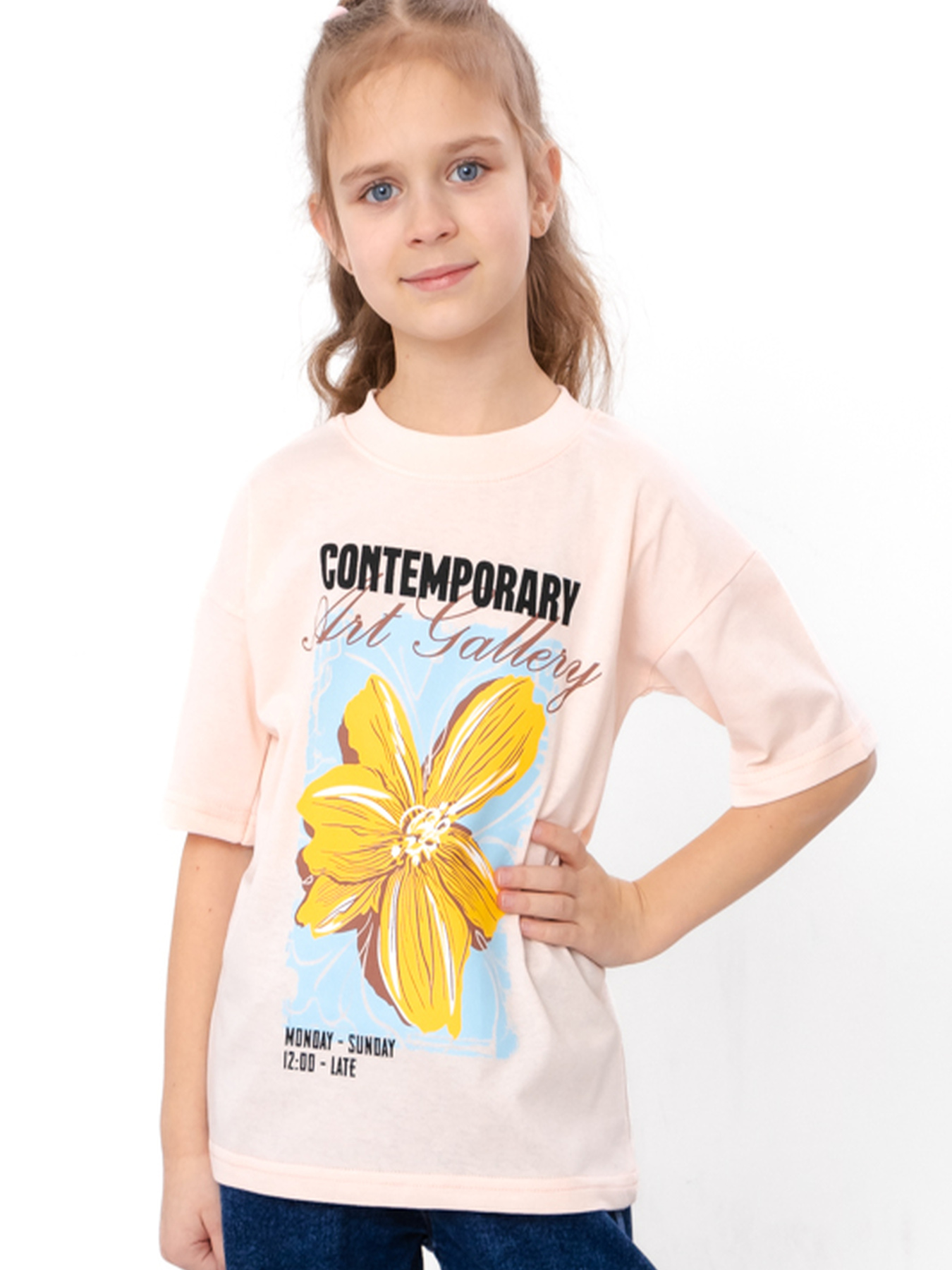 Футболка для дівчинки oversize з арт-принтом, Персиковий Носи Своє (6414-001-33-5-1) модель 6414-001-33-5-1-persikova-vanlx-kvtka Фото