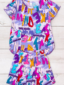 Комплект для дівчинки для дому (футболка та шорти) з принтом, Фіолетовий Носи Своє (6372-002-1) модель 6372-002-1-lteri-rznokolxorov Фото