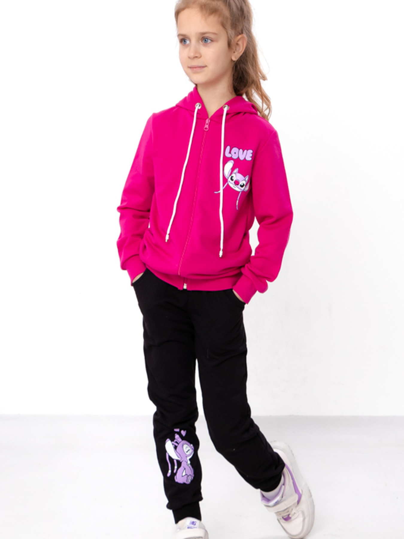 Утеплений костюм для дівчинки з худі та штанів з принтом, Малиновий Носи Своє (6018-023-33-8) модель 6018-023-33-8-svtlo-malinovij-stch Фото