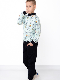 Утеплений костюм для хлопчика з джемпера та штанів з принтом, Ментоловий Носи Своє (6063-024-4) модель 6063-024-4-ekskavator-svtla-m-qta Фото