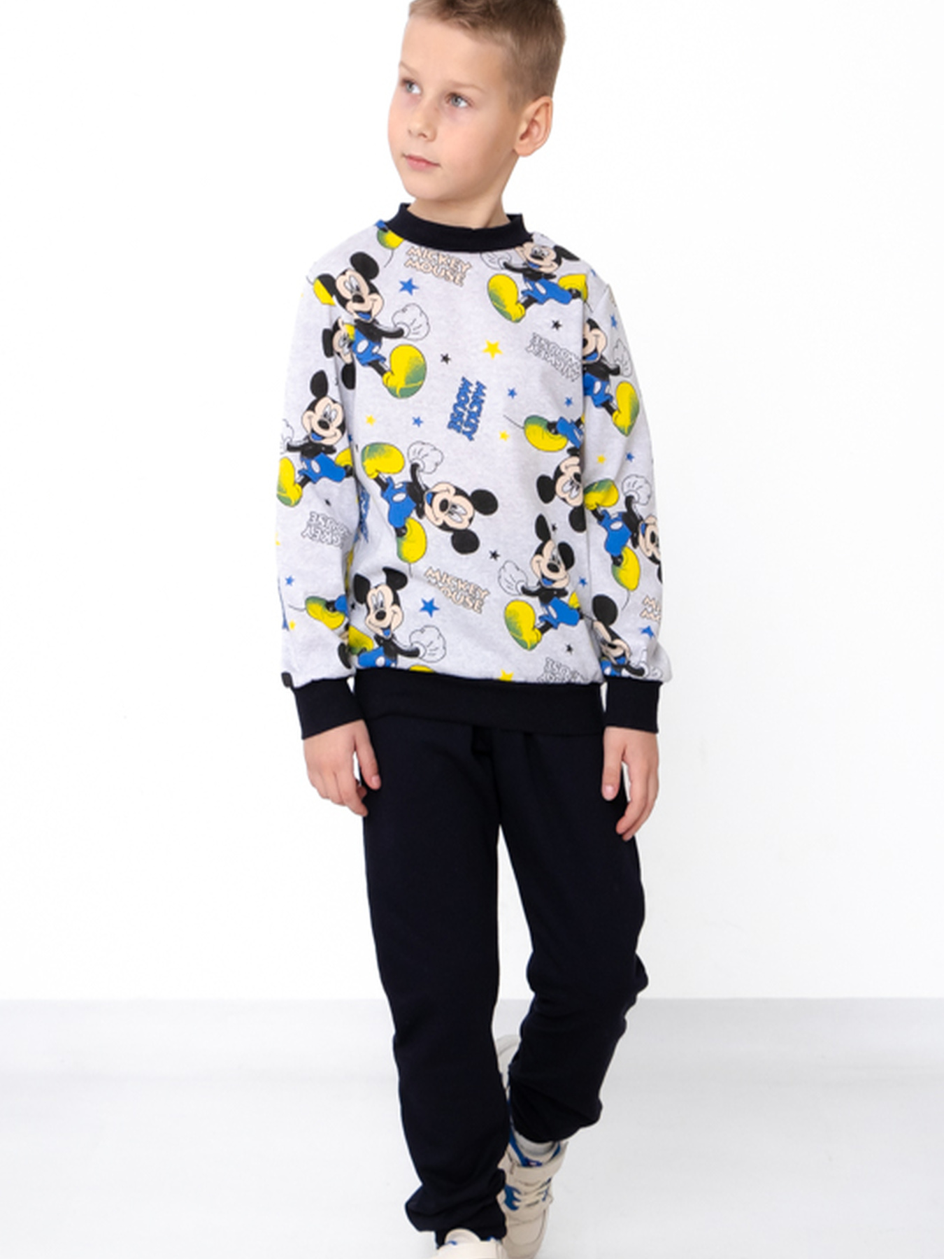 Утеплений костюм для хлопчика з джемпера та штанів з принтом, Сірий Носи Своє (6063-024-4) модель 6063-024-4-mickey-srij Фото