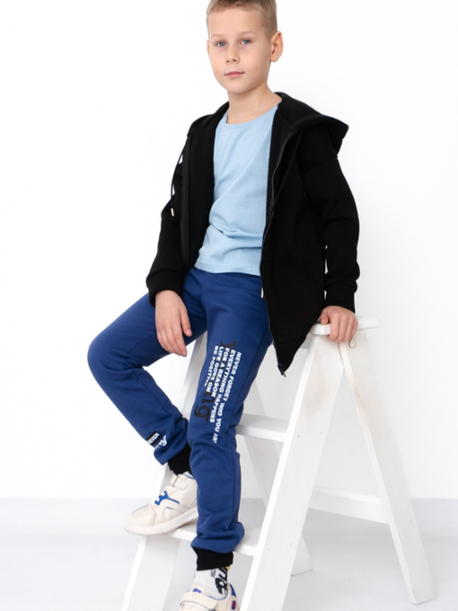 Утеплені штани для хлопчика з написами, Темно-синій Носи Своє (6074-023-33) модель 6074-023-33-temno-sinj-chornij-forever Фото