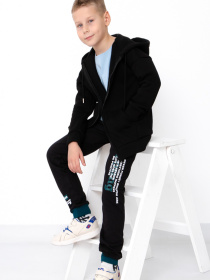 Утеплені штани для хлопчика з написами, Антрацит Носи Своє (6074-023-33) модель 6074-023-33-chornij-temno-smaragdovij-forever Фото