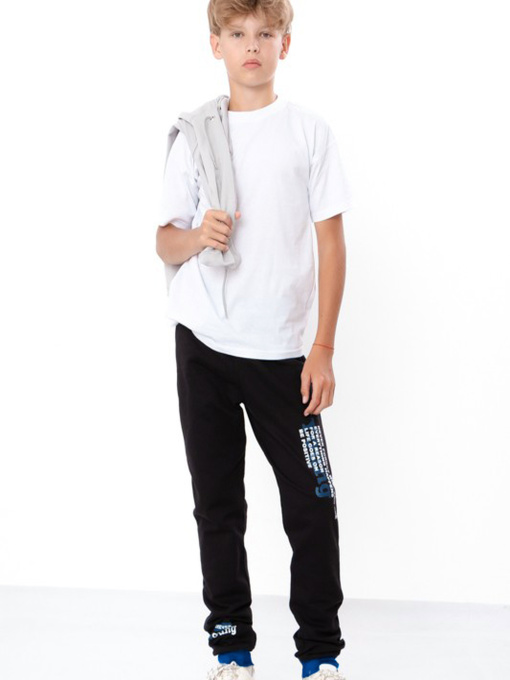 Утеплені штани для хлопчика з написами, Графітовий Носи Своє (6074-023-33) модель 6074-023-33-chornij-elektrik-forever Фото