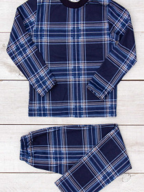 Тепла піжама для хлопчика (кофта та штани) на манжетах з принтом, Різнокольоровий (мультиколор) Носи Своє (6076-024-4) модель 6076-024-4-kltinka-chornilxno-sinj-bezh Фото