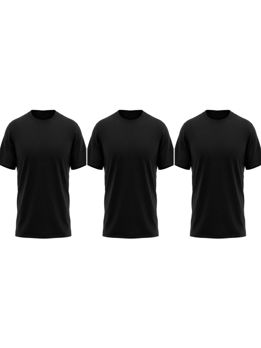 Комплект чоловічих однотонних футболок прямого крою 3 шт Чорний Носи Своє (8012-001-3-pak3) модель 8012-001-3-pak3-chornij Фото
