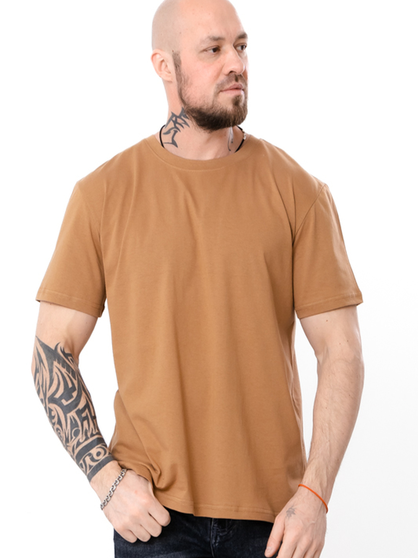 Комплект чоловічих однотонних футболок прямого крою 2 шт Світло-коричневий Носи Своє (8012-001-3-pak2) модель 8012-001-3-pak2-karamelx Фото