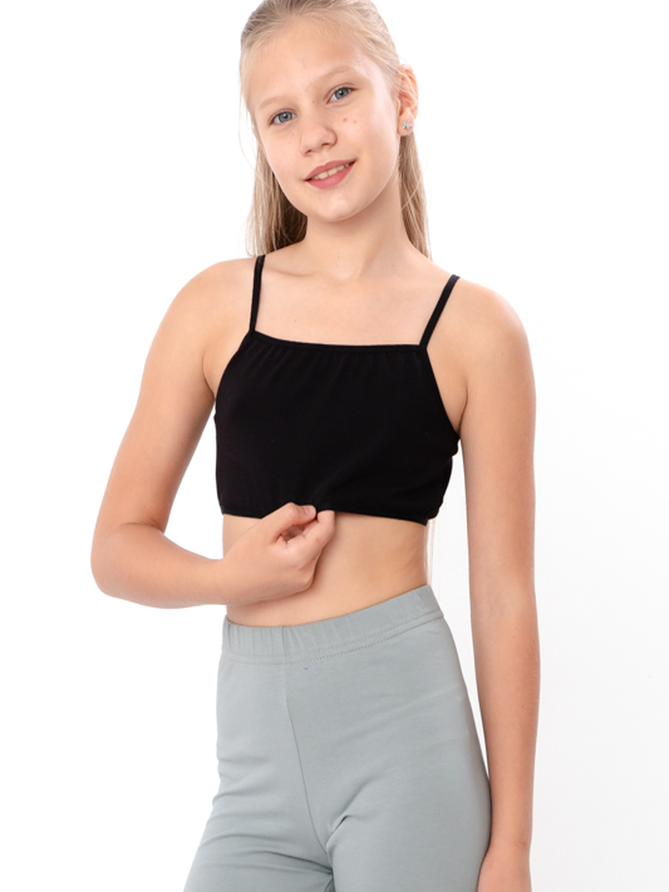 Комплект топів-бра для дівчинки білизняних однотонних 2 шт. Чорний Носи Своє (6067-052-pak2) модель 6067-052-pak2-chornij Фото