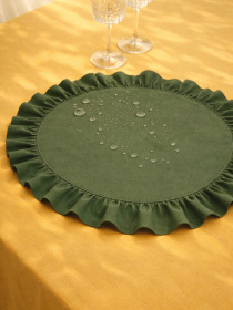 Серветка сервірувальна з рюшами бавовняна водовідштовхуюча зелена модель 25603 Фото