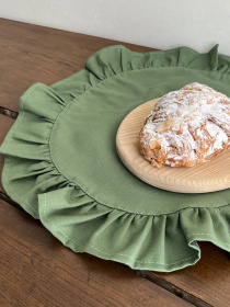 Серветка сервірувальна з рюшами бавовняна водовідштовхуюча зелена Ecotton модель 25603 Фото