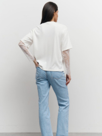 Белый лонг с гипюровыми рукавами Lace Touch модель 414 Белый лонг с гипюровыми рукавами Lace Touch модель 414 Фото