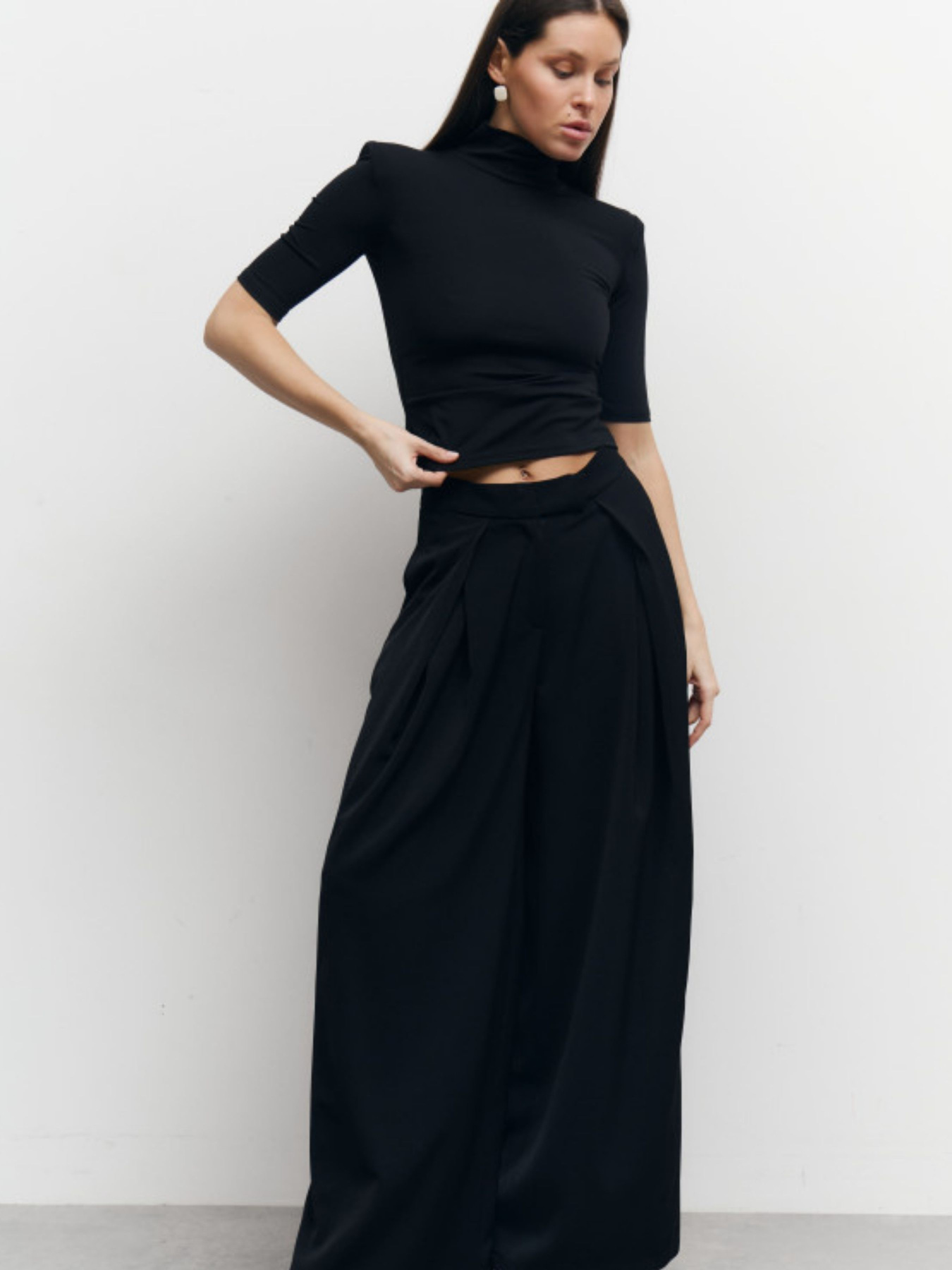 Черные женские брюки палаццо Flow Tailored Pants модель 416 Фото