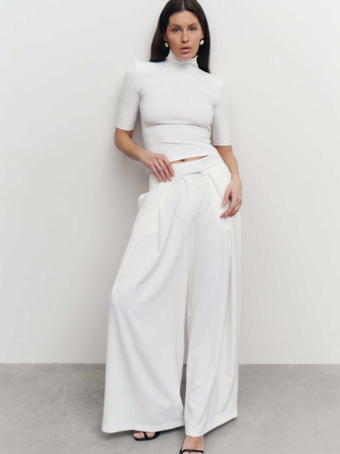 Белые женские брюки палаццо Flow Tailored Pants модель 416 Фото