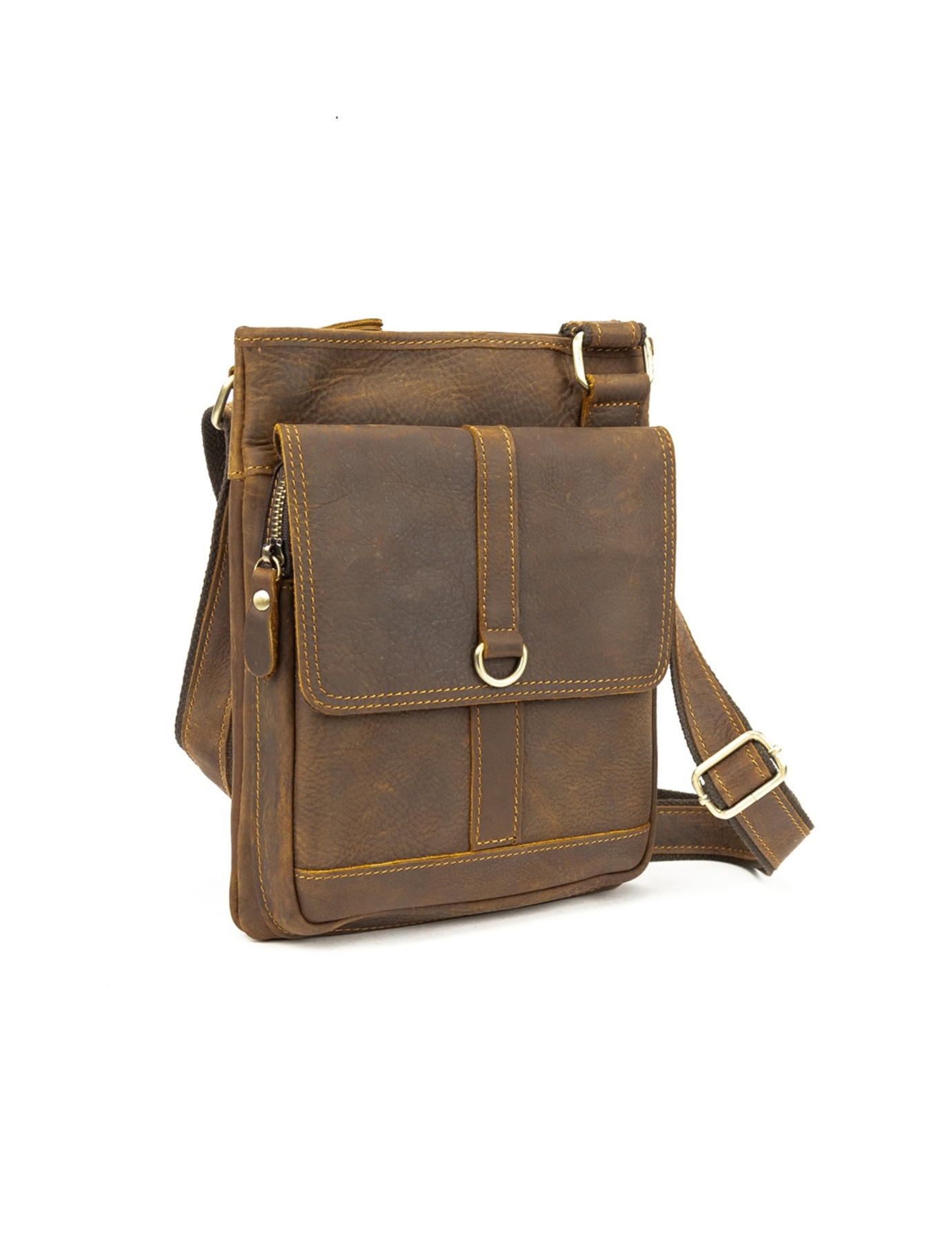 Чоловіча сумка месенджер через плече з натуральної шкіри повсякденна середня модель M39-993DB Фото