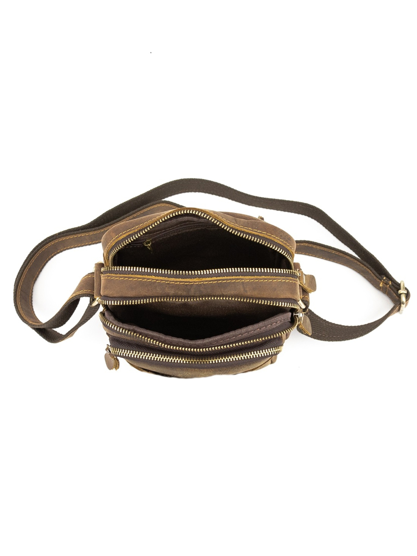 Чоловіча сумка месенджер через плече з натуральної шкіри повсякденна середня модель M39-681DB Фото