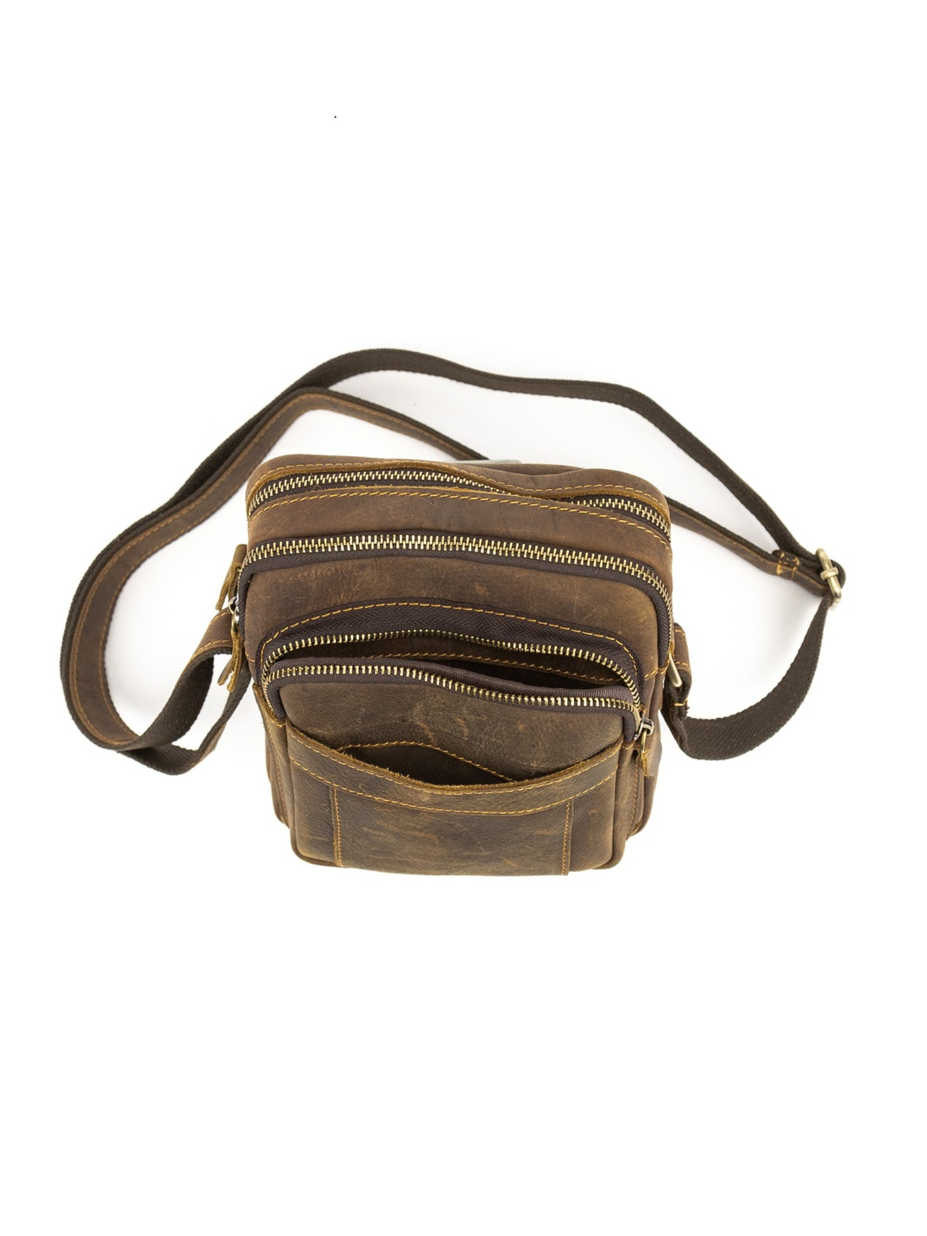 Чоловіча сумка месенджер через плече з натуральної шкіри повсякденна середня модель M39-681DB Фото