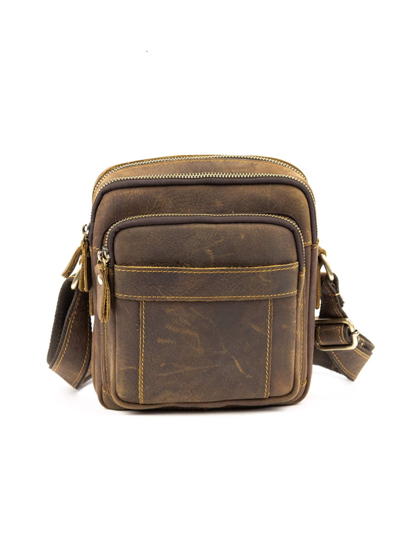 Чоловіча сумка месенджер через плече з натуральної шкіри повсякденна середня модель M39-681DB Фото