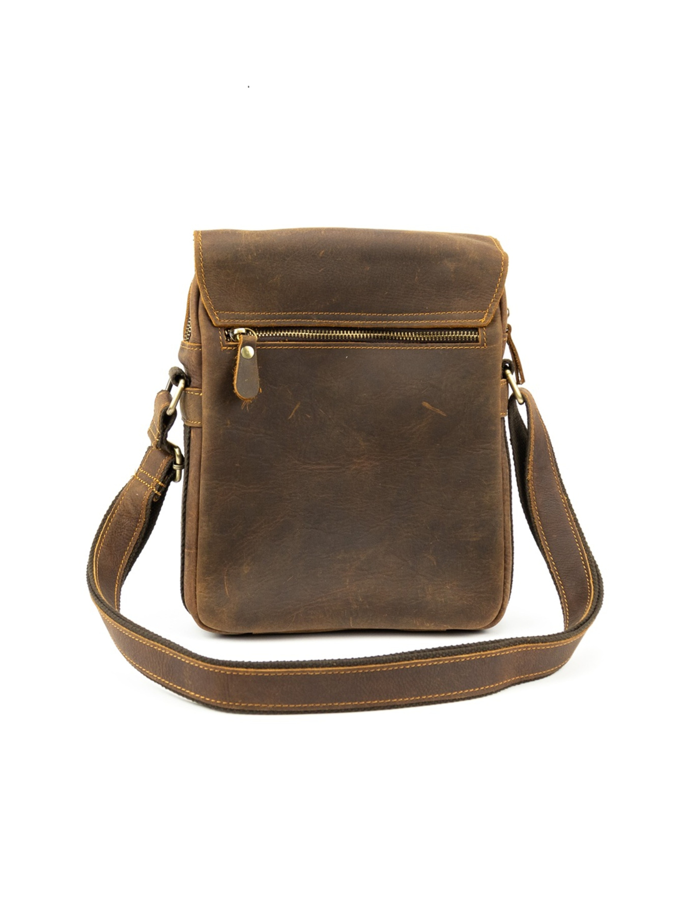 Чоловіча сумка месенджер через плече з натуральної шкіри повсякденна середня модель M39-001DB Фото