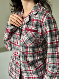 Женская пижама с фланели "Ловец Снов", бордово-серая клетка. модель DCFBG0409 Женская пижама с фланели "Ловец Снов", бордово-серая клетка. модель DCFBG0409 Фото